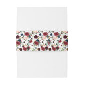 Bourgogne & Marine, Blush Roze Bloemen 3 Uitnodigingen Wikkel (Achterkant Voorbeeld)