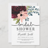 Bourgogne marine blush roze floral vrijgezellenfee kaart (Voorkant)