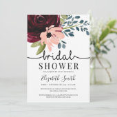 Bourgogne marine blush roze floral vrijgezellenfee kaart (Staand voorkant)
