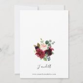 Bourgogne & marine, blush roze Floral Wedding Kaart (Achterkant)