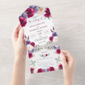 Bourgogne Marine Blush Rustiek Chique Floral RSVP All In One Uitnodiging (Afscheurbaar)