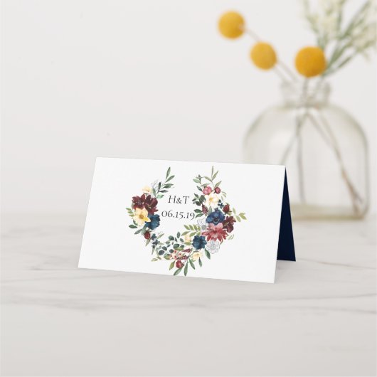 Bourgogne Marine bruiloft plaats kaart Plaatskaartje (Achterkant)