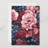 Bourgogne, marine en blos Boho Floral Wine Wedding Kaart (Achterkant)