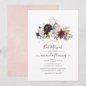 Bourgogne, marine en Blush Bat Mitzvah Kaart (Voorkant / Achterkant)