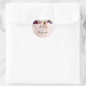 Bourgogne Marine en Blush Bloemen Bruiloft Ronde Sticker (Tas)