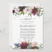 Bourgogne, marine en Blush Floral Virtual Wedding Kaart (Voorkant)
