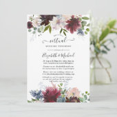Bourgogne, marine en Blush Floral Virtual Wedding Kaart (Staand voorkant)