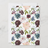 Bourgogne, marine en Blush Floral Virtual Wedding Kaart (Achterkant)