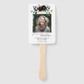 Bourgogne marine Floral Foto Memorial Handwaaier (Voorkant)