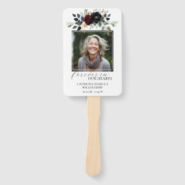 Bourgogne marine Floral Foto Memorial Handwaaier