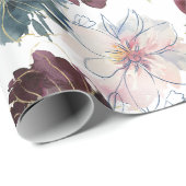 Bourgogne, marinekamer en Blush Floral Cadeaupapier (Rol Hoek)