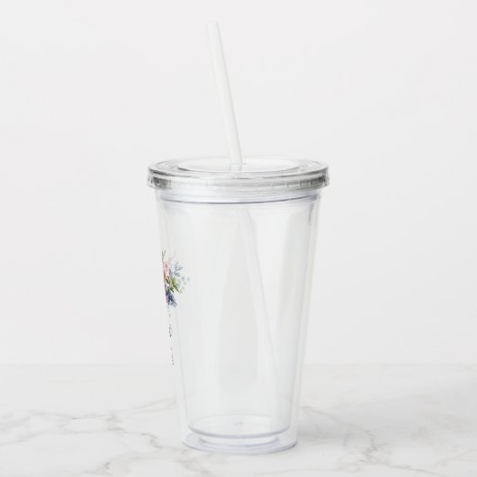 Bourgogne, marineparijs en bleekroze huwelijk acryl drinkbeker (Links)