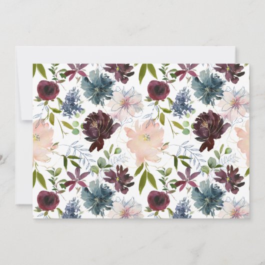 Bourgogne, marineparijs en bleekroze huwelijk save the date (Achterkant)