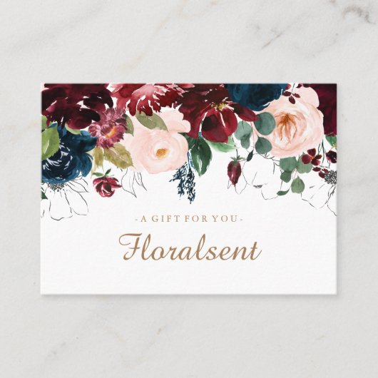 Bourgogne, marineserie en roze Floral Gift Certifi Kortingskaartje (Voorkant)