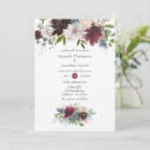 Bourgogne, marineslag en bleekroze huwelijk kaart (Staand voorkant)