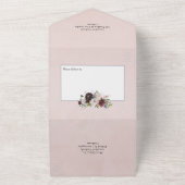 Bourgogne, marineslag en blush Floral Wedding All In One Uitnodiging (Buitenkant)
