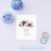 Bourgogne, marineslag en blush Floral Wedding Flyer (Enkel)