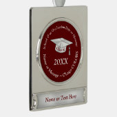 Bourgogne, Maroon, Afstuderen Ornamenten Verzilverd Banner Ornament (Rechts)