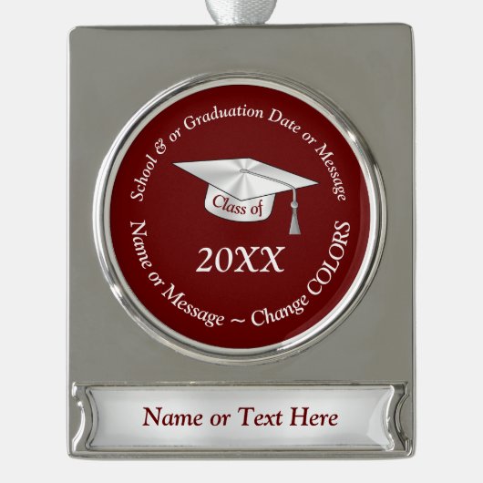 Bourgogne, Maroon, Afstuderen Ornamenten Verzilverd Banner Ornament (Voorkant)