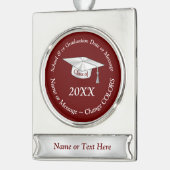 Bourgogne, Maroon, Afstuderen Ornamenten Verzilverd Banner Ornament (Links)