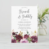 Bourgogne Maroon Brunch en bubbelbaar Vrijgezellen Kaart (Staand voorkant)