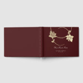 Bourgogne Maroon Champaign Gold Floral Wedding Gastenboek (Volledig)