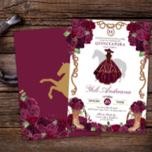 Bourgogne Maroon Charro Vestidos Quinceañera