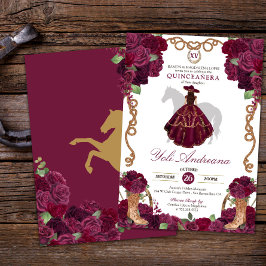 Bourgogne Maroon Charro Vestidos Quinceañera Kaart