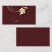 Bourgogne maroon Flower Gold Botanical Table Kaart Plaatskaartje (Voorkant / Achterkant)