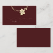 Bourgogne maroon Gold Botanische Table Kaart 1 Plaatskaartje (Voorkant / Achterkant)