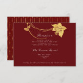 Bourgogne Maroon Gold Floral Vip Weddenschap Informatiekaartje (Voorkant / Achterkant)