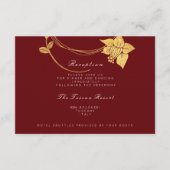 Bourgogne Maroon Gold Floral Vip Weddenschap Informatiekaartje (Voorkant)