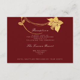 Bourgogne Maroon Gold Floral Vip Weddenschap Informatiekaartje