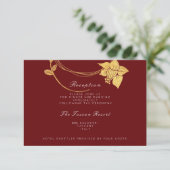 Bourgogne Maroon Gold Floral Vip Weddenschap Informatiekaartje (Staand voorkant)