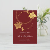 Bourgogne Maroon Goud Bloemen Bruiloft Evenement M Menu (Staand voorkant)