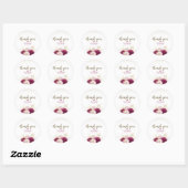 Bourgogne Maroon Goud Glitter Bloemen Bruiloft Fav Ronde Sticker (Vel)