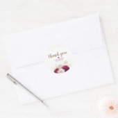 Bourgogne Maroon Goud Glitter Bloemen Bruiloft Fav Ronde Sticker (Envelop)