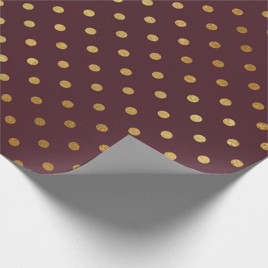 Bourgogne Maroon Goud kleine stippen bruids bruilo Cadeaupapier (Hoek)