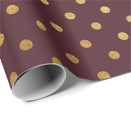 Bourgogne Maroon Goud kleine stippen bruids bruilo Cadeaupapier (Rol Hoek)