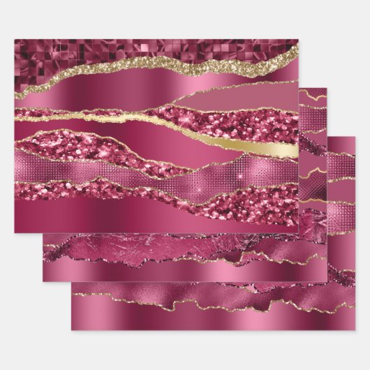 Bourgogne maroon gouden folie glitter classy chic inpakpapier vel (Set)