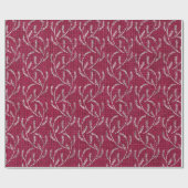 Bourgogne Maroon Linnen Zilver Sparkly Laurel Cadeaupapier (Vlak)
