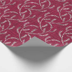 Bourgogne Maroon Linnen Zilver Sparkly Laurel Cadeaupapier