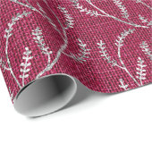 Bourgogne Maroon Linnen Zilver Sparkly Laurel Cadeaupapier (Rol Hoek)