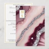 *~ Bourgogne Maroon QR Agate AR66 RSVP Bruiloft Kaart (Voorkant / Achterkant)