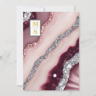 *~ Bourgogne Maroon QR Agate AR66 RSVP Bruiloft Kaart