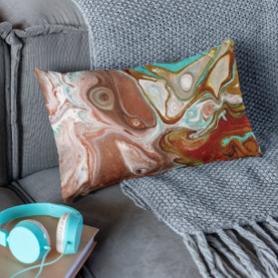 Bourgogne Maroon Rood Blauw Turquoise Fluid Abstra Kussen