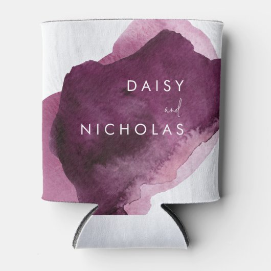 Bourgogne Maroon Waterverf Bruiloft Blikjeskoeler (Voorkant)