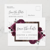 Bourgogne Maroon Zilveren Bloemen Herfst Save the  Briefkaart (Voorkant / Achterkant)