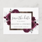Bourgogne Maroon Zilveren Bloemen Herfst Save the  Briefkaart (Voorkant)