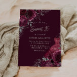 Bourgogne Maroon, Zilveren Jurk & Bloemen Zoet 16 Kaart<br><div class="desc">Bourgogne Maroon,  Silver Dress & Floral Sweet 16 Invitation Meer sierlijke bloemenkleurige design in onze winkel! Bekijk bijpassend collectie in onze winkel</div>